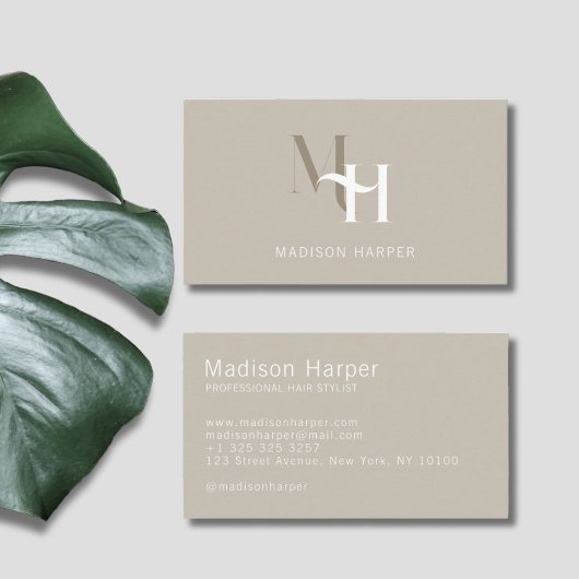 Moderne Monogramm-Initialen in der Haarstylist tau Visitenkarte