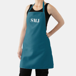 Moderne Monogramm-Initialen in Petroleumblau weiß Schürze
