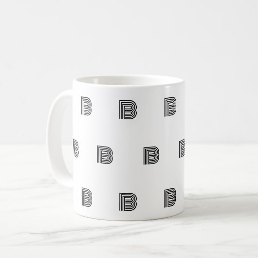 Moderne Monogramm-Initialen-Muster Minimal Kaffeetasse (Vorderseite Links)