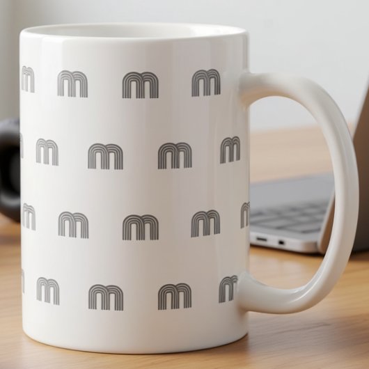 Moderne Monogramm-Initialen-Muster Minimal Schwarz Kaffeetasse