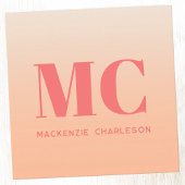 Moderne Monogramm-Initialen Name Peach Gradient Quadratische Visitenkarte