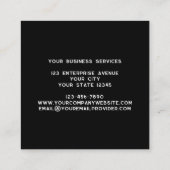 Moderne Monogramm-Initialen Name Schwarz Quadratische Visitenkarte (Rückseite)