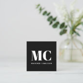 Moderne Monogramm-Initialen Name Schwarz Quadratische Visitenkarte (Stehend Vorderseite)