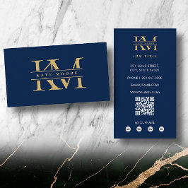 Moderne Monogramm-Initialen Professionell Blau Gol Visitenkarte