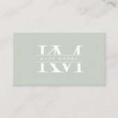 Moderne Monogramm-Initialen Professionell Salbeigr Visitenkarte (Vorderseite)
