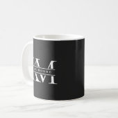 Moderne Monogramm-Initialen Professionell Schwarz Kaffeetasse (Vorderseite Links)