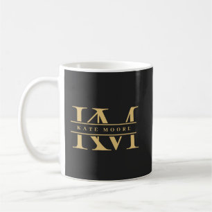 Moderne Monogramm-Initialen Professionell Schwarz  Kaffeetasse