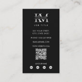 Moderne Monogramm-Initialen Professionell Schwarz Visitenkarte (Rückseite)