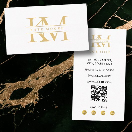 Moderne Monogramm-Initialen Professionelles Weißgo Visitenkarte