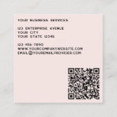Moderne Monogramm-Initialen QR-Code Rosa Quadratische Visitenkarte (Rückseite)