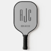Moderne Monogramm-Initialen Schwarz Grau Pickleball Schläger (Rückseite)