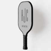 Moderne Monogramm-Initialen Schwarz Grau Pickleball Schläger (Links)