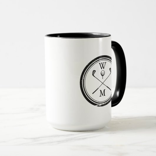 Moderne Monogramm-Initialen schwarz und weiß Tasse (VorderseiteRechts)