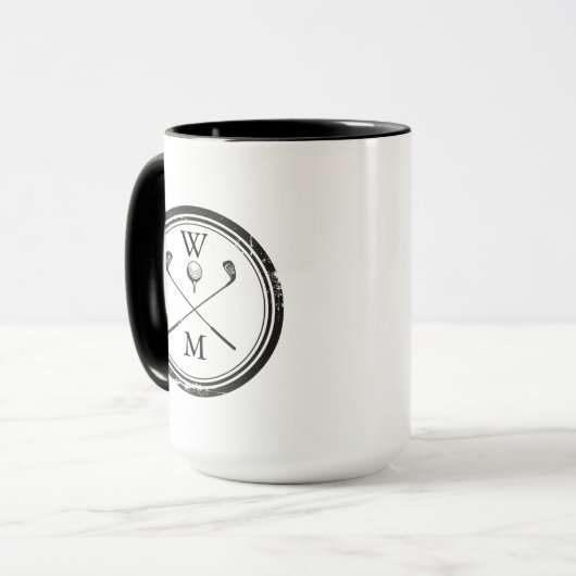 Moderne Monogramm-Initialen schwarz und weiß Tasse (Vorderseite Links)