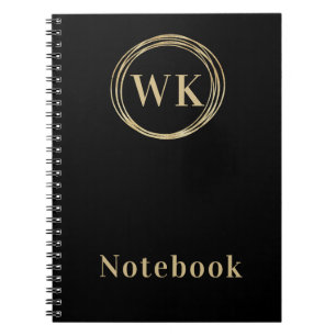 Moderne Monogramm-Initialen schwarzer Gold-Circles Notizblock