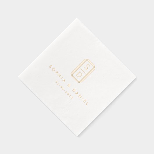 Moderne Monogramm-Initialen Servietten Mit Folie (Rechts)