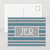 Moderne Monogramm-Initialen Vorlage Türkisgrau Postkarte (Vorne/Hinten)