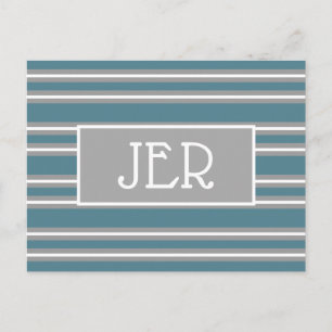 Moderne Monogramm-Initialen Vorlage Türkisgrau Postkarte