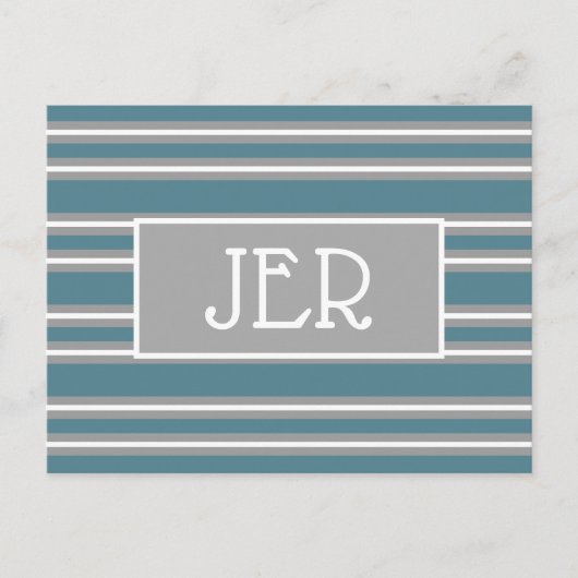 Moderne Monogramm-Initialen Vorlage Türkisgrau Postkarte (Vorderseite)