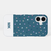 Moderne Monogramm-iPhone-Hülle mit Herzen iPhone 16 Hülle (Rückseite (Horizontal))