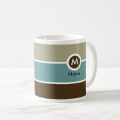 Moderne Monogramm-Kaffee-Tasse - Blau/Brown Kaffeetasse (VorderseiteRechts)