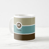 Moderne Monogramm-Kaffee-Tasse - Blau/Brown Kaffeetasse (Vorderseite Links)