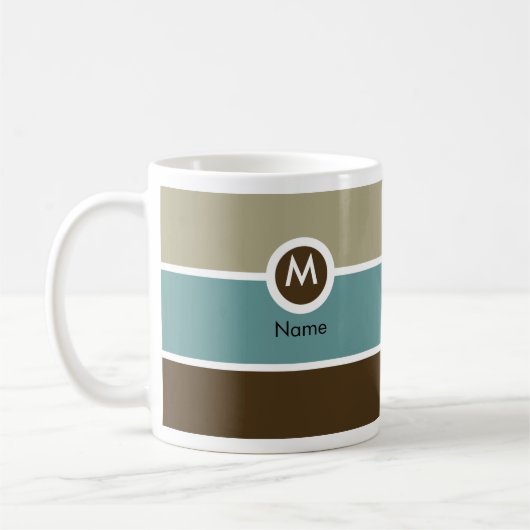Moderne Monogramm-Kaffee-Tasse - Blau/Brown Kaffeetasse (Links)