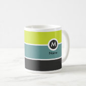 Moderne Monogramm-Kaffee-Tasse - Gelb/dunkelgraues Kaffeetasse (VorderseiteRechts)