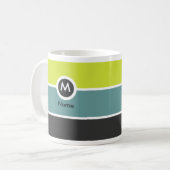 Moderne Monogramm-Kaffee-Tasse - Gelb/dunkelgraues Kaffeetasse (Vorderseite Links)