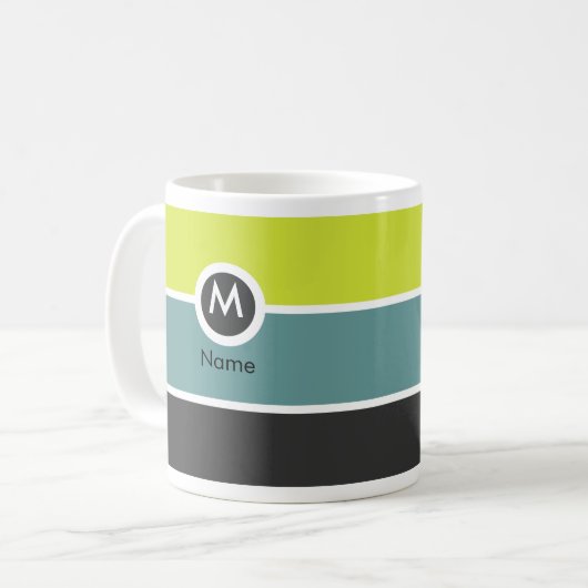 Moderne Monogramm-Kaffee-Tasse - Gelb/dunkelgraues Kaffeetasse (Vorderseite Links)