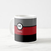Moderne Monogramm-Kaffee-Tasse - schwarz, rot, Kaffeetasse (Vorderseite Links)