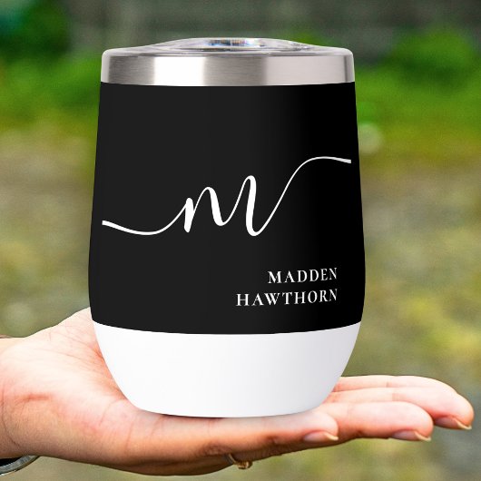 Moderne Monogramm Kalligrafie Schwarz-weiß Bridesm