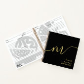 Moderne Monogramm Kalligraphie Name Black Gold Rez Notizblock (Innenseite)