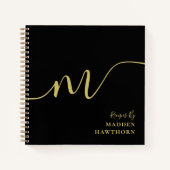 Moderne Monogramm Kalligraphie Name Black Gold Rez Notizblock (Vorderseite)