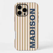 Moderne Monogramm-Kamel-gestreifte Brautparty-Name iPhone Hülle (Rückseite)
