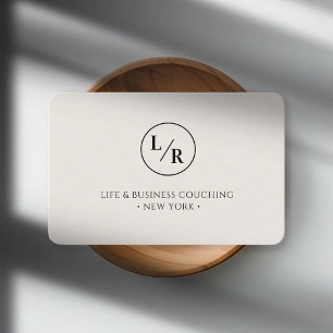 Moderne, monogramm, kreis, beige Visitenkarte