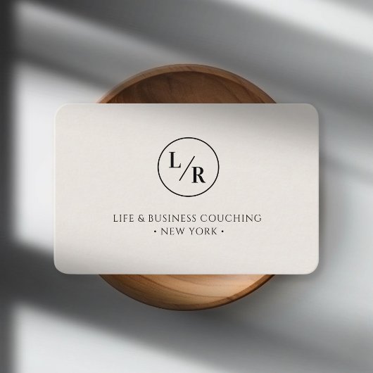 Moderne, monogramm, kreis, beige Visitenkarte