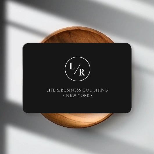 Moderne, monogramm, kreis, schwarze Visitenkarte