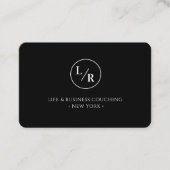 Moderne, monogramm, kreis, schwarze Visitenkarte (Vorderseite)