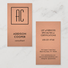 Moderne monogramm Kupfer-Imitate für Schwarz und S Visitenkarte