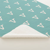 Moderne Monogramm Letter-Schreibmaschine Aquamarin Sherpadecke (3/4)