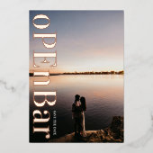 Moderne Monogramm-Lila Hochzeit im Herbst Folieneinladung (Vorderseite)