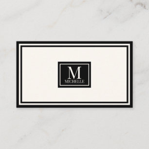 Moderne Monogramm-Luxus-Schwarz/Elfenbein-Rahmen-Q Visitenkarte