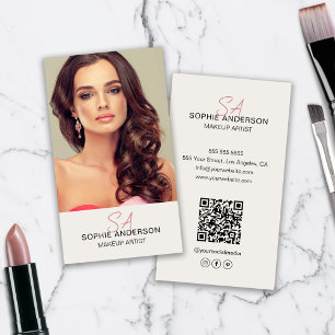 Moderne Monogramm-Makeup-Artist-Foto Visitenkarte