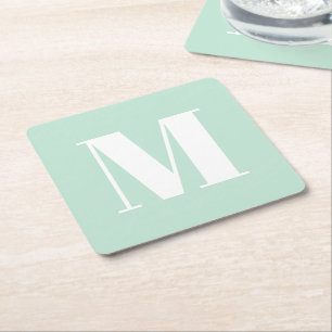 Moderne monogramm Meeresfrüchte-Minze-Grün-Brust Rechteckiger Pappuntersetzer