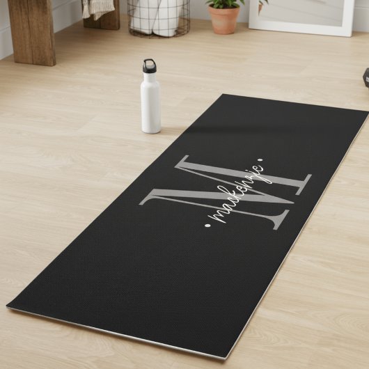 Moderne Monogramm-Minimal-Schwarz-Weiß Yogamatte