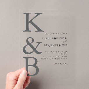 Moderne Monogramm-Minimalist-Hochzeit Acryleinladungen