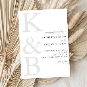 Moderne Monogramm-Minimalist-Hochzeit Alles in Ein Einladung