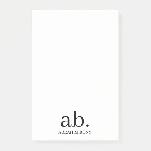 Moderne Monogramm-Minimalist Stilvolles Design Post-it Klebezettel (Vorderseite)