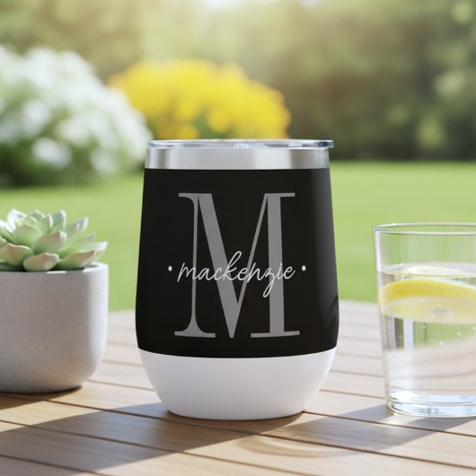 Moderne Monogramm-Minimalistik Schwarz Weiß